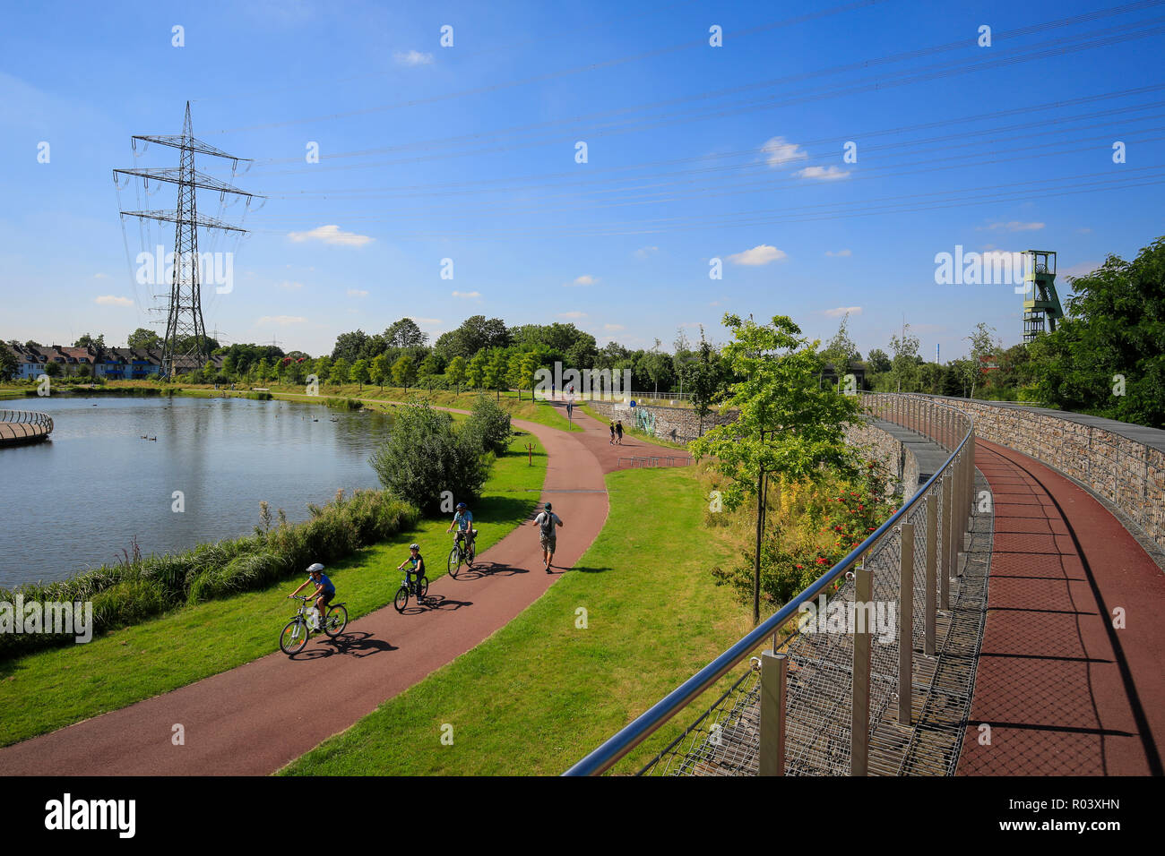 Essen, Ruhr area, Germany, Krupp-Park, lake, urban development project Krupp-Guertel Stock Photo