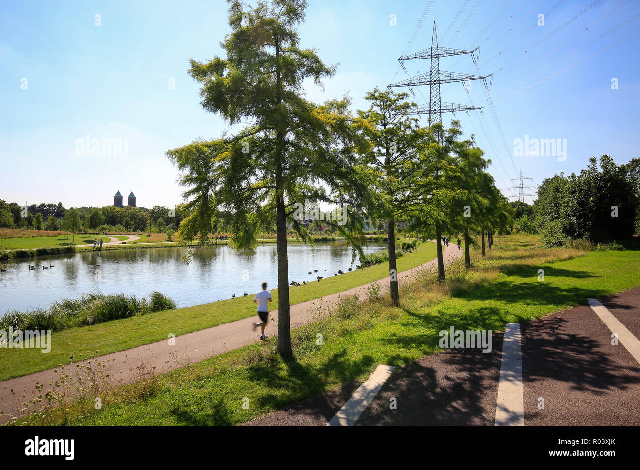 Essen, Ruhr area, Germany, Krupp-Park, lake, urban development project Krupp-Guertel Stock Photo