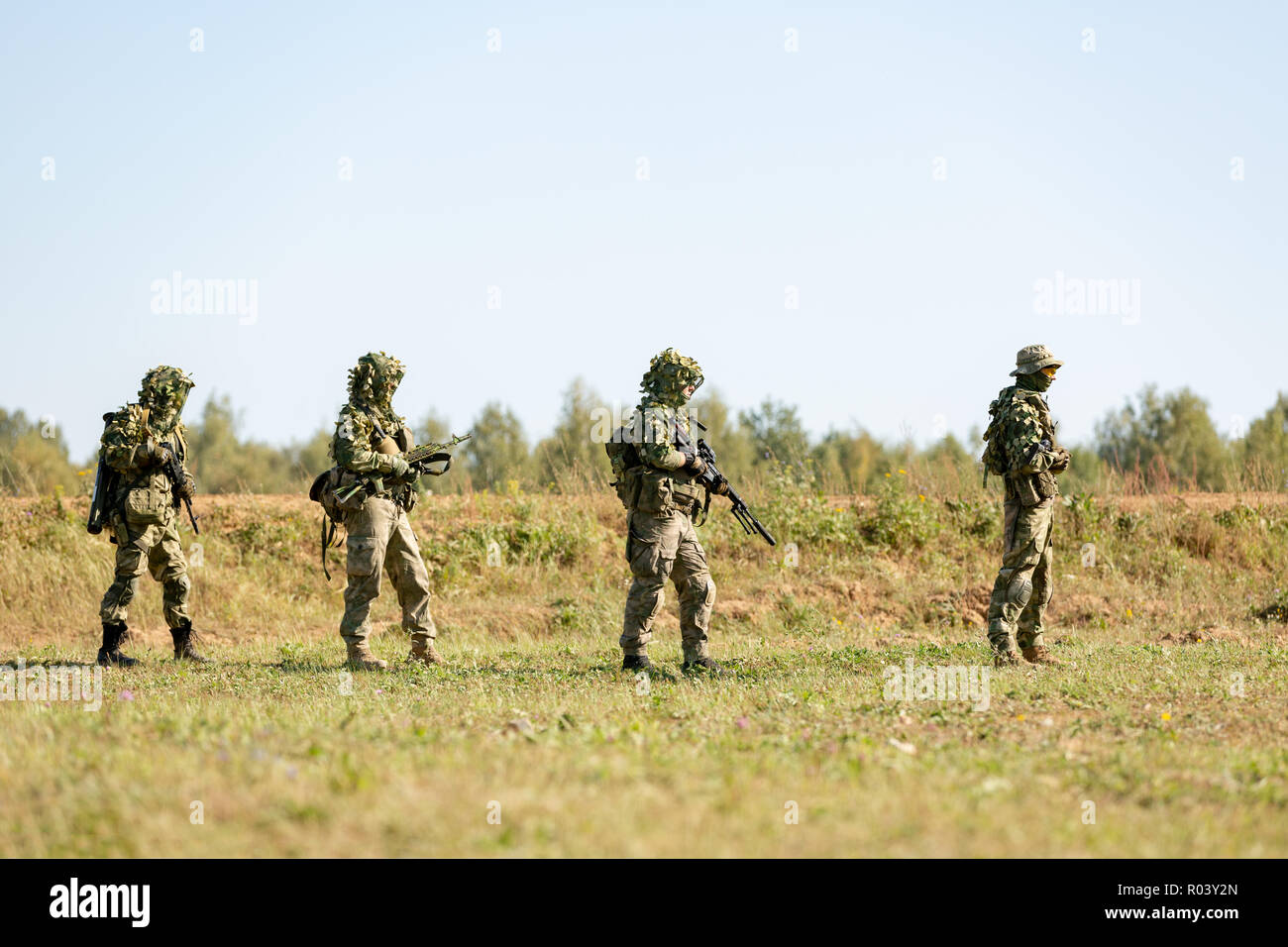 group of soldiers on the Outdoor on army exercises. war, army ...
