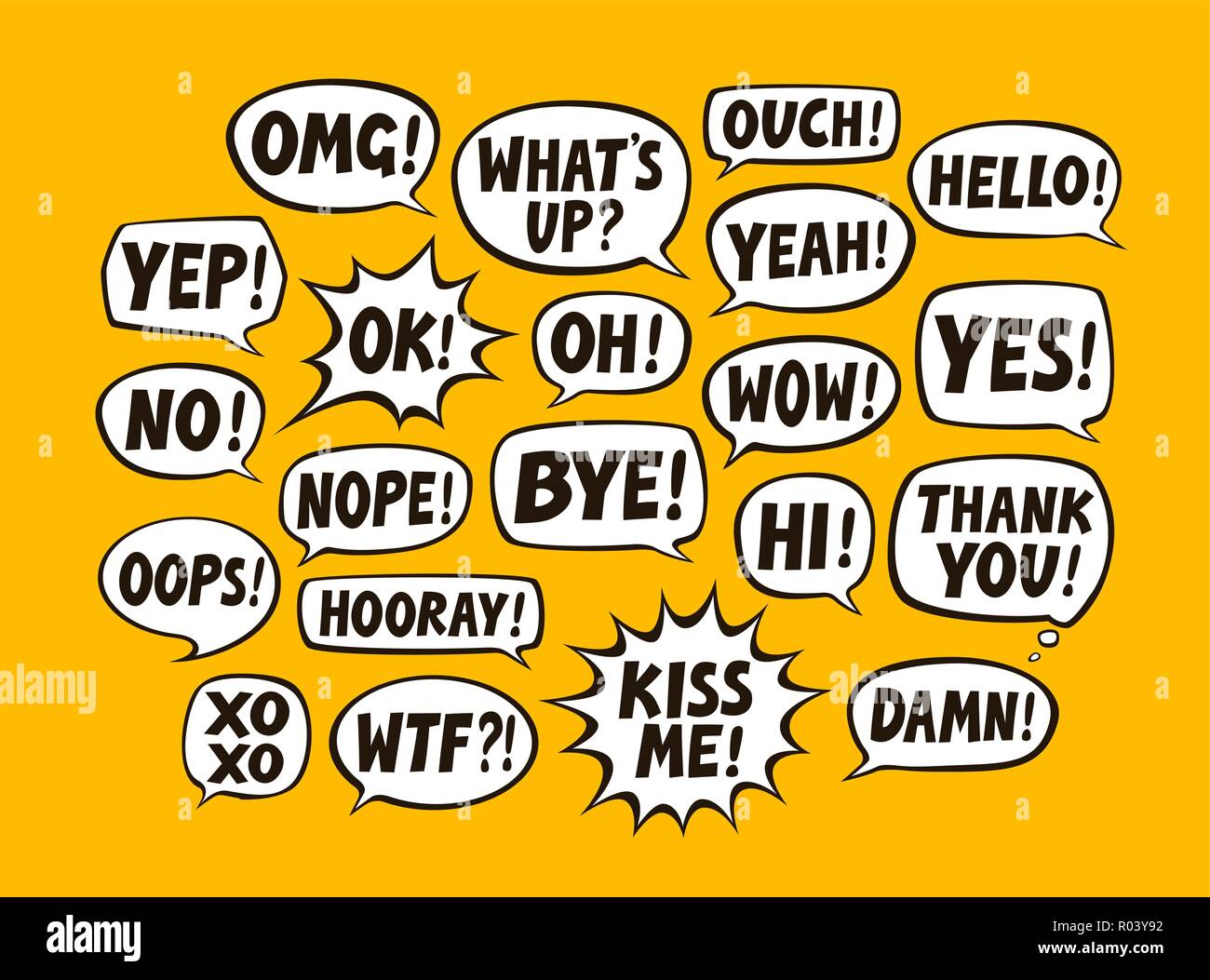 Set of comic speech bubbles. Chat, communication concept. Vector illustration Stock Vector