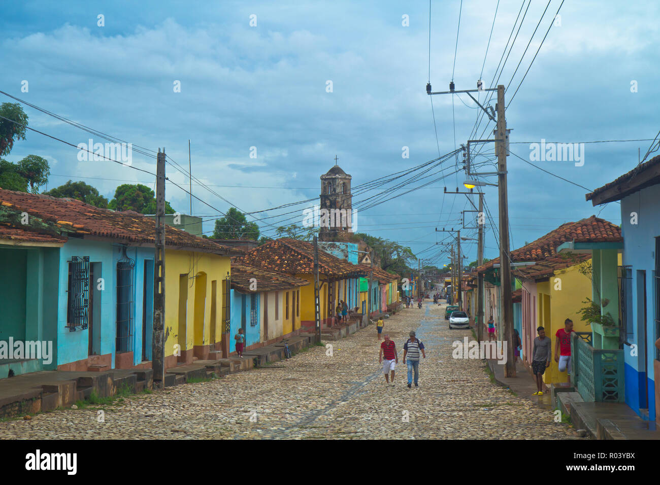 Trinidad is a town in central Cuba, known for its colonial old town and cobblestone streets. Stock Photo