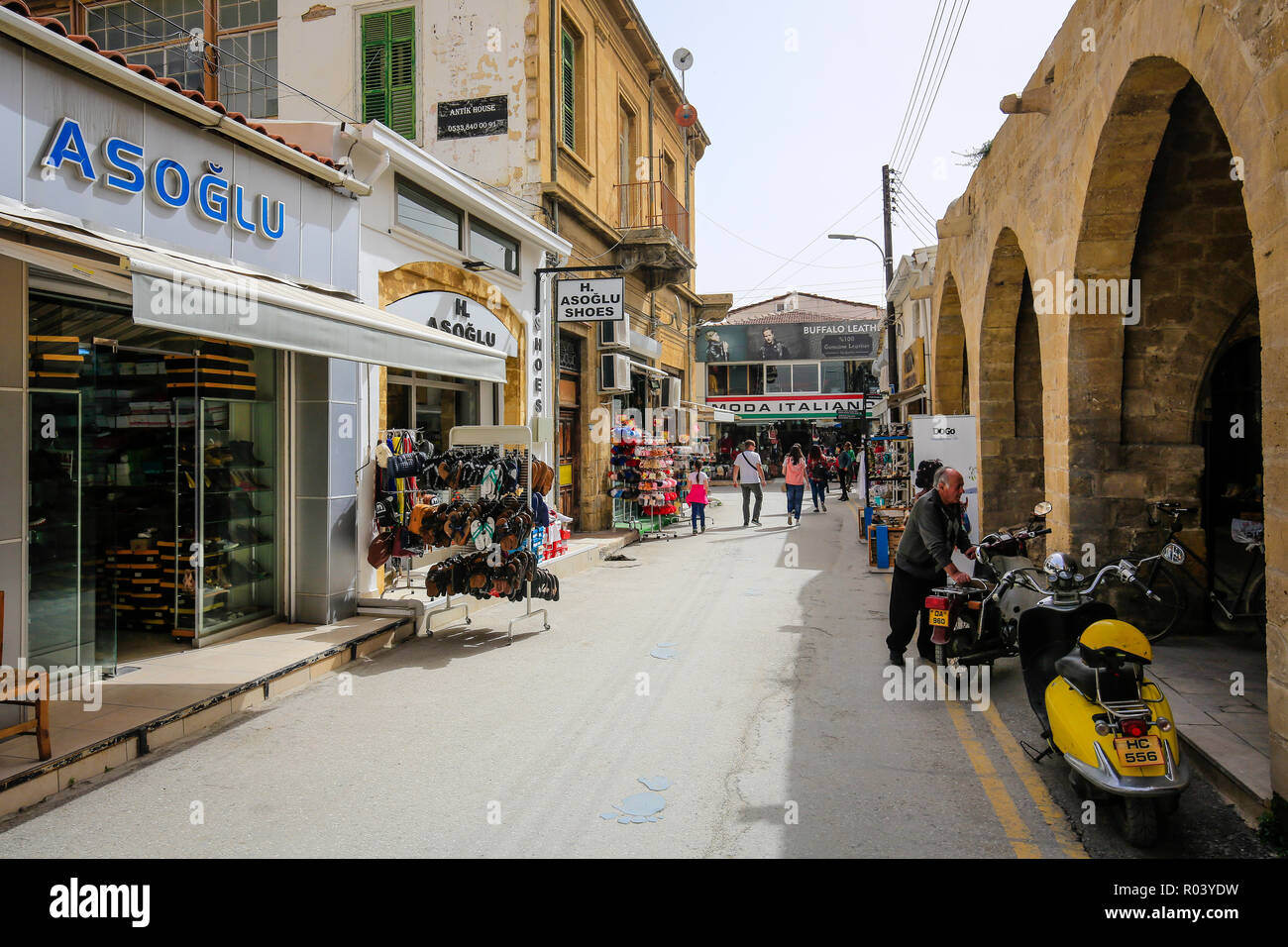 Nicosia, Turkish Republic of Northern Cyprus, Cyprus - Street scene in the Old Town of Nicosia (North) Stock Photo