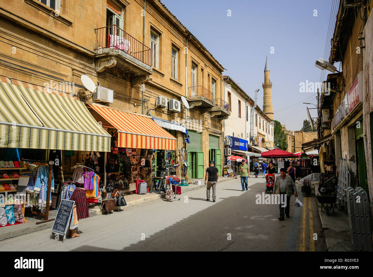 Nicosia, Turkish Republic of Northern Cyprus, Cyprus - Street scene in the Old Town of Nicosia (North) Stock Photo
