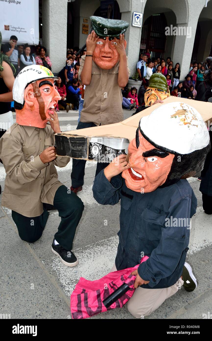 Funeral - Virgen de la Candelaria - Carnival in HUARAZ. Department of Ancash.PERU                      Stock Photo