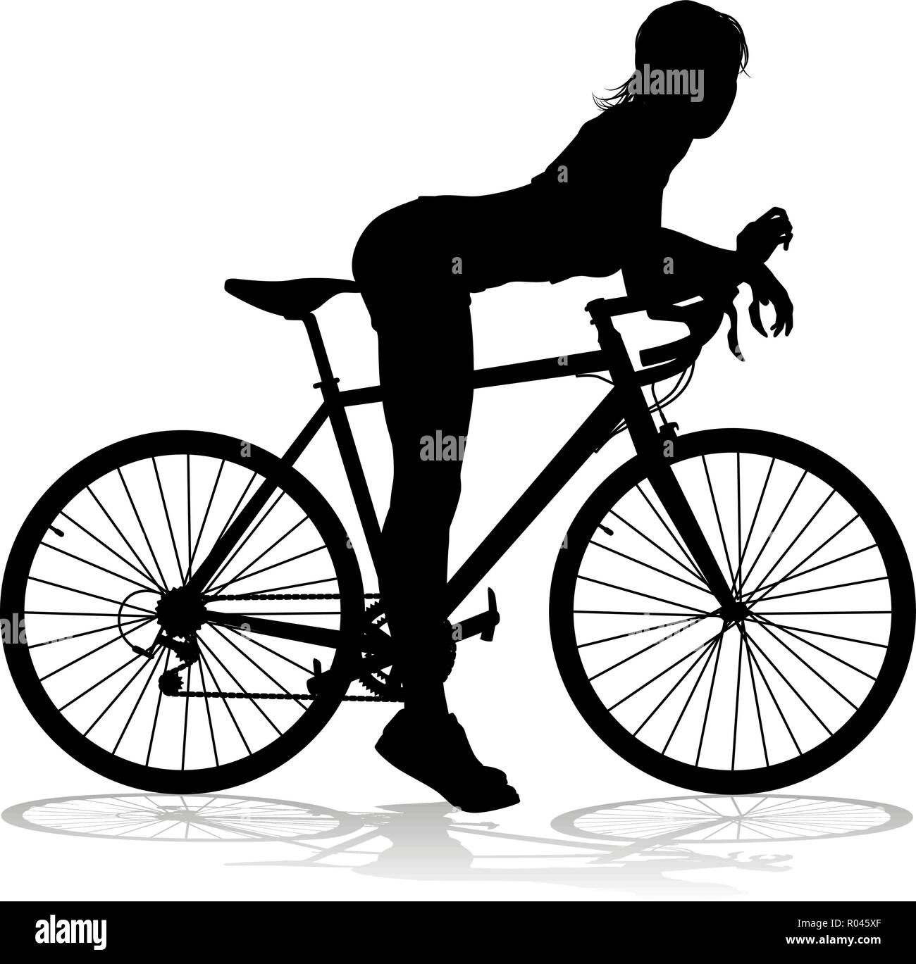 Woman Bike Cyclist Riding Bicycle Silhouette Stock Vector