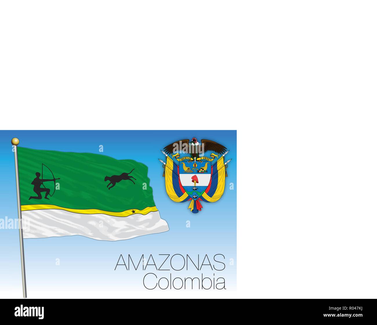 Amazonas regional flag, Republica de Colombia, vector illustration