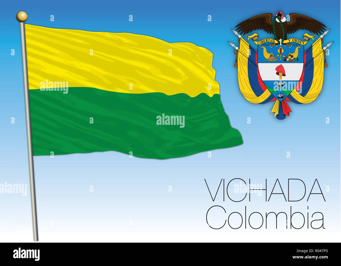 Vichada regional flag, Republica de Colombia, vector illustration Stock Vector