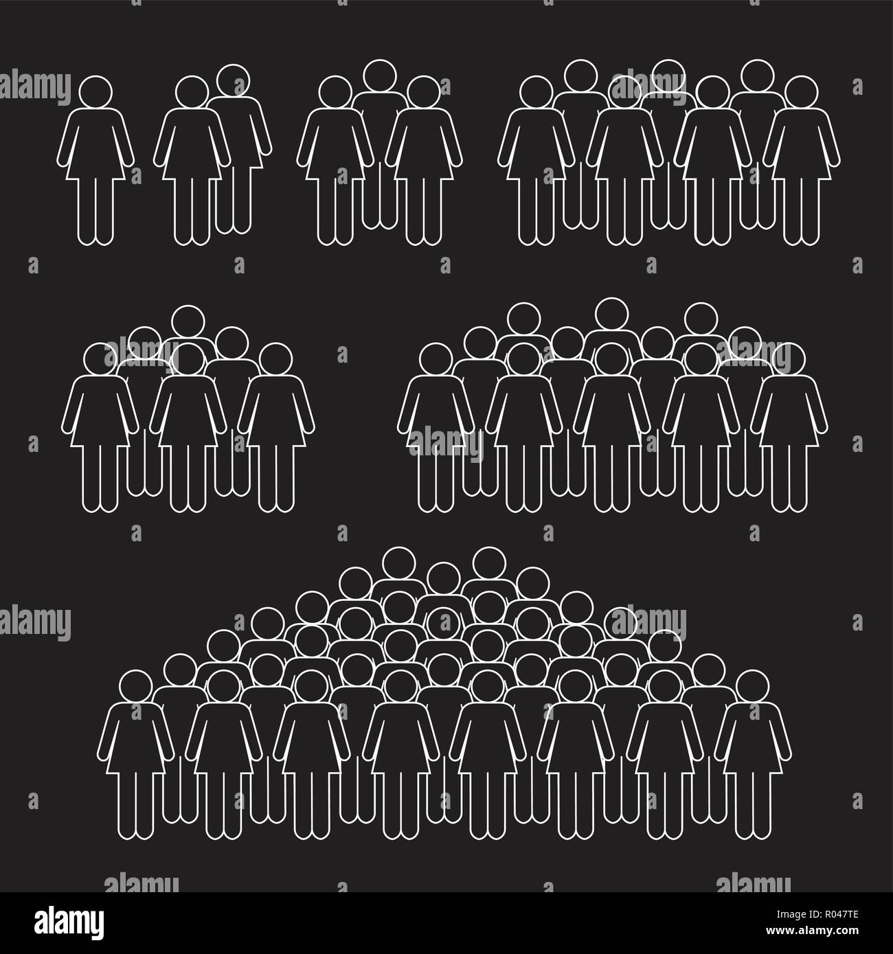 Woman crowd thin line on black background Stock Vector Image & Art - Alamy