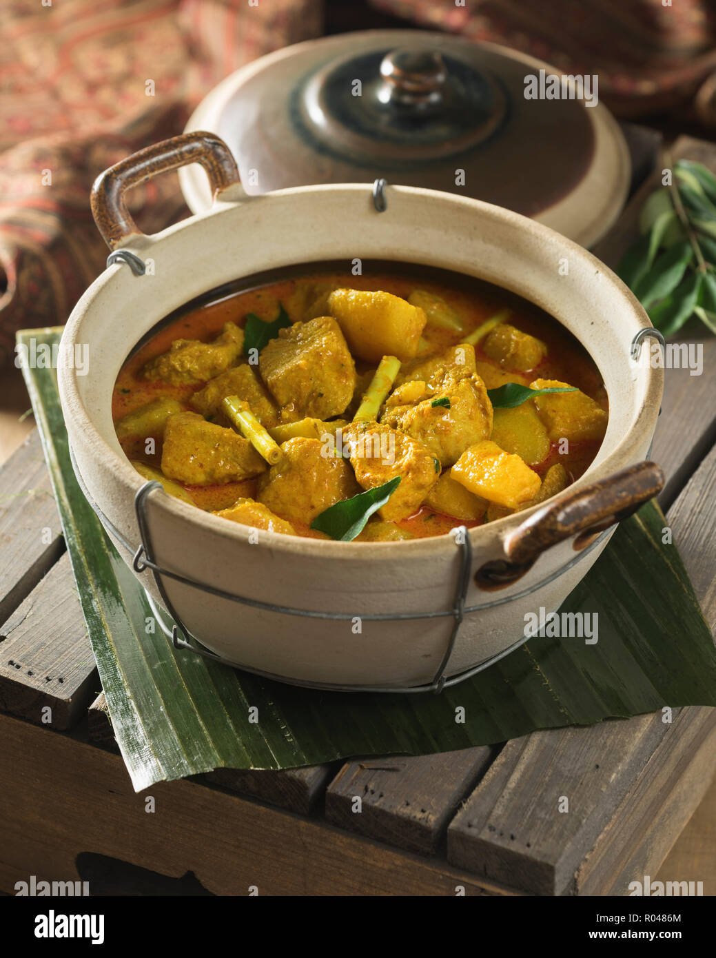 Kari Ayam. Chicken curry Malaysia Food Stock Photo