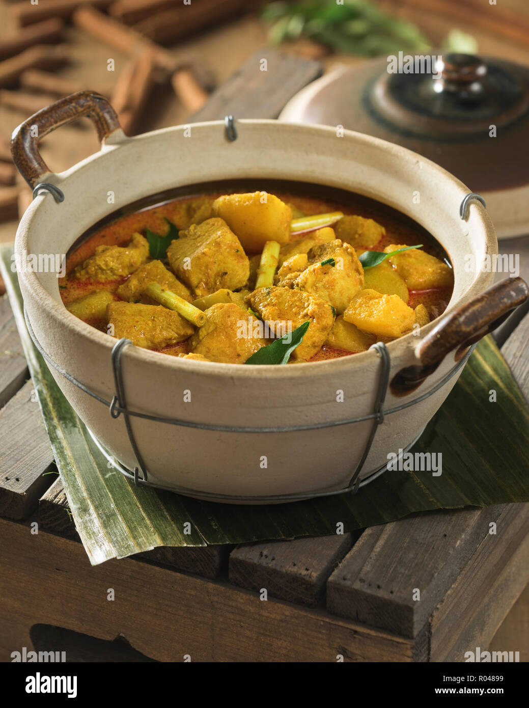 Kari Ayam. Chicken curry Malaysia Food Stock Photo