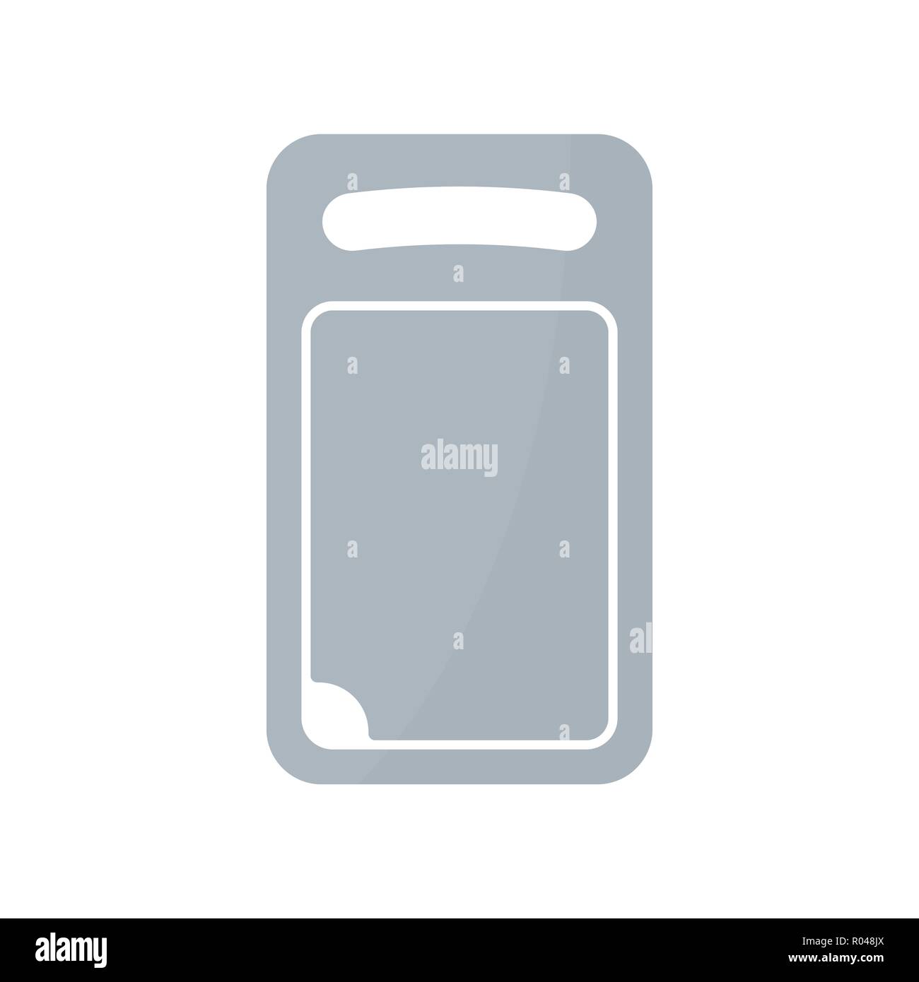 Plastic cutting board isolated on white background. Kitchen tools. Simple flat icon. Vector illustration, eps 10. Stock Vector