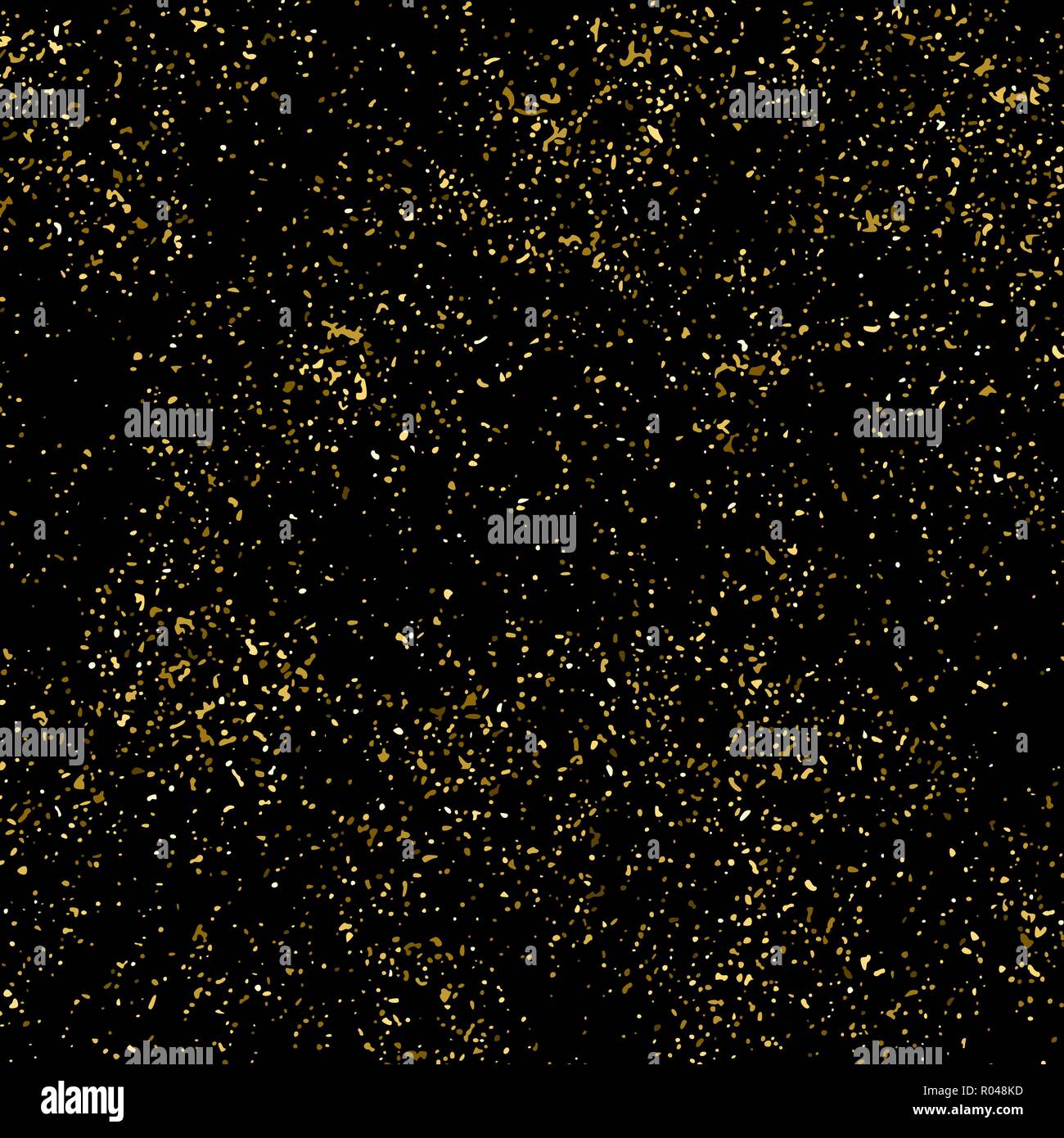 Gold Glitter Texture Isolated On Black. Amber Particles Color ...