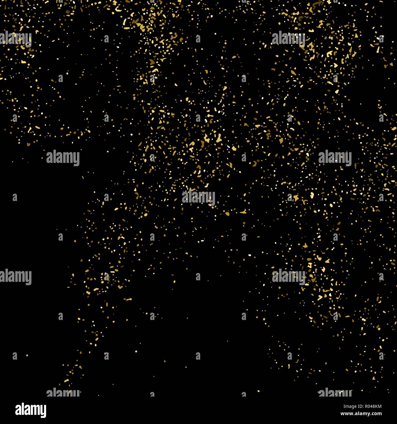 Gold Glitter Texture Isolated On Black. Amber Particles Color ...