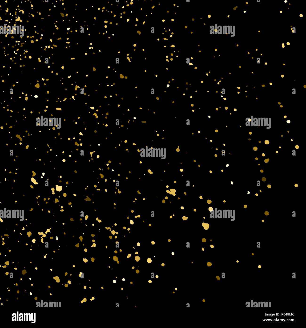 Gold Glitter Texture Isolated On Black. Amber Particles Color ...