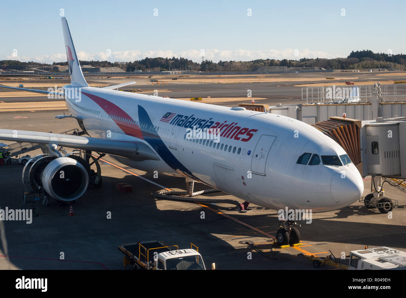 Tokyo, Japan, Malaysia Airlines passenger plane at Narita Airport Stock Photo