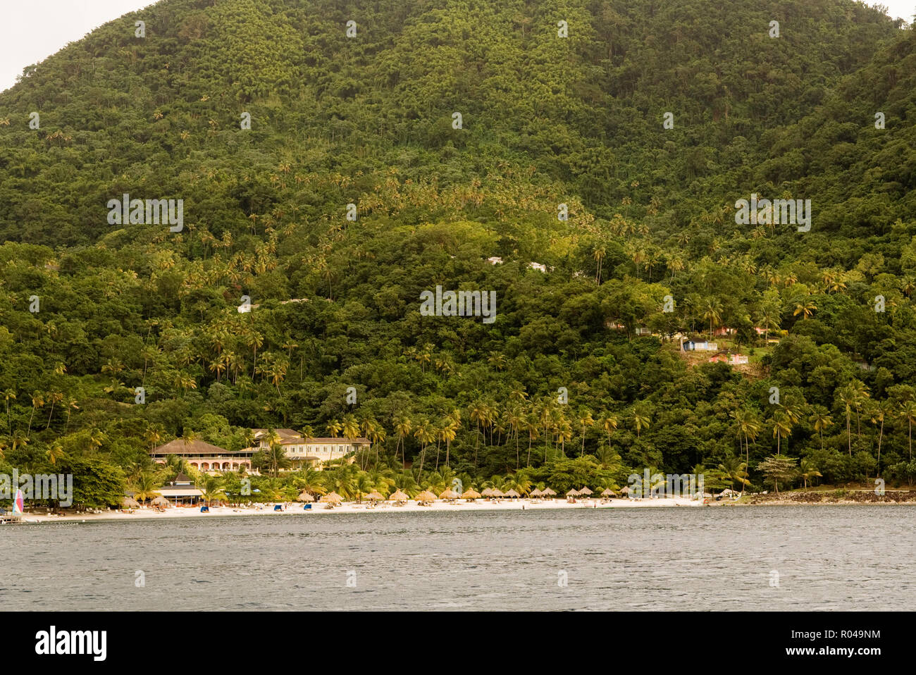 Resort on beach by forest Stock Photo
