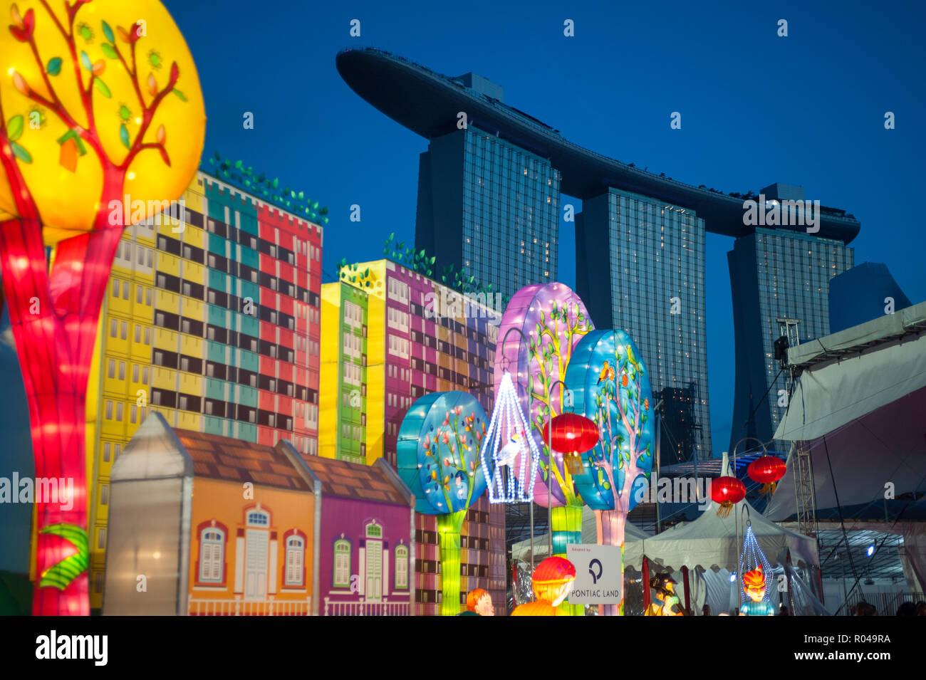 Singapore, Republic of Singapore, New Year decoration in Marina Bay