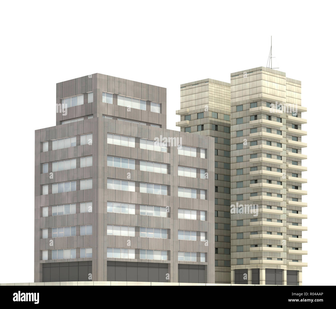 Modern buildings isolated on white background 3d illustration Stock ...