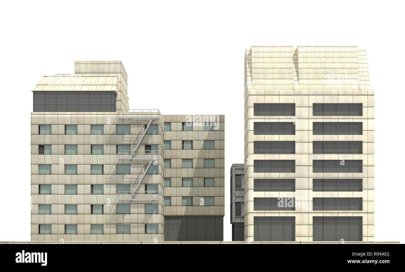 Modern buildings isolated on white background 3d illustration Stock ...