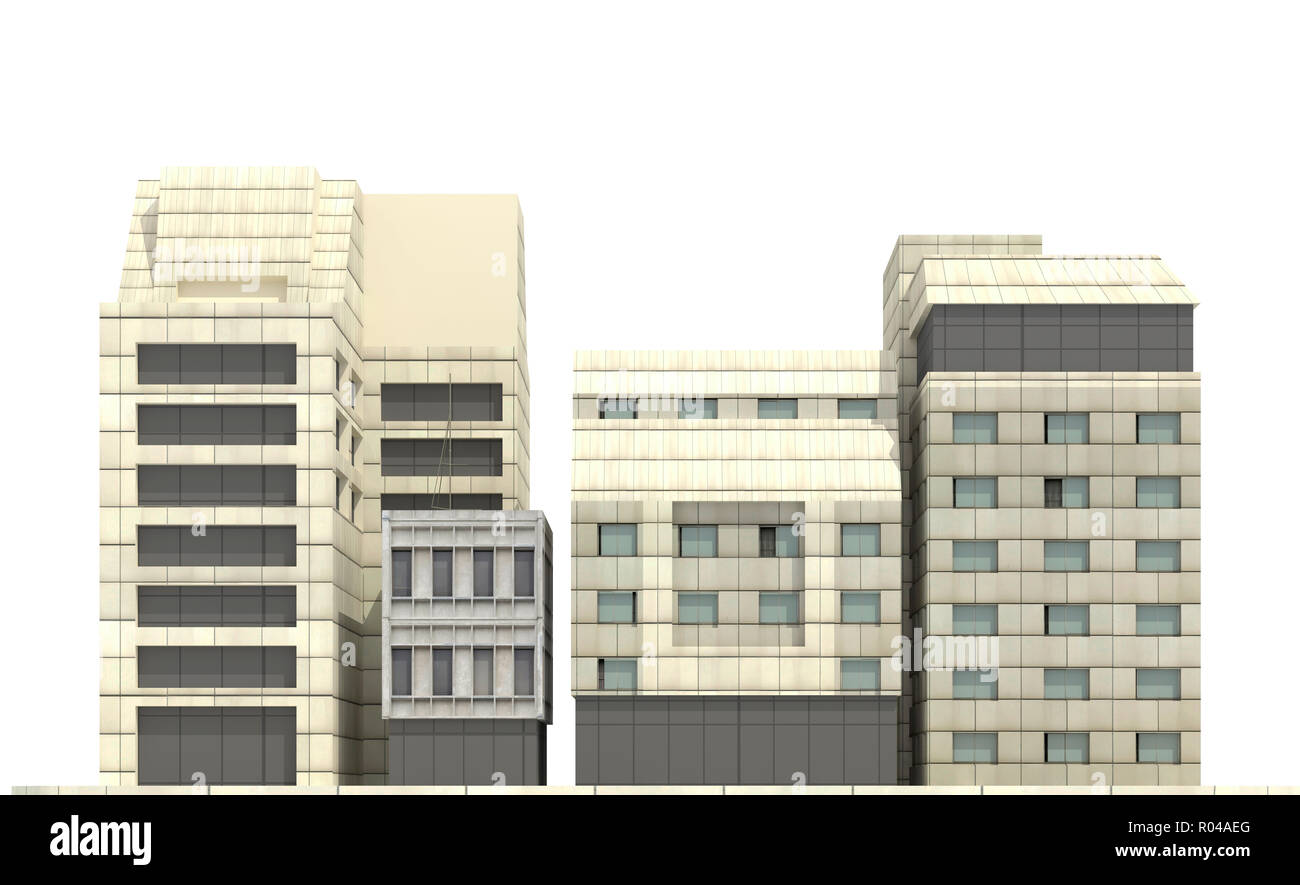 Modern buildings isolated on white background 3d illustration Stock ...