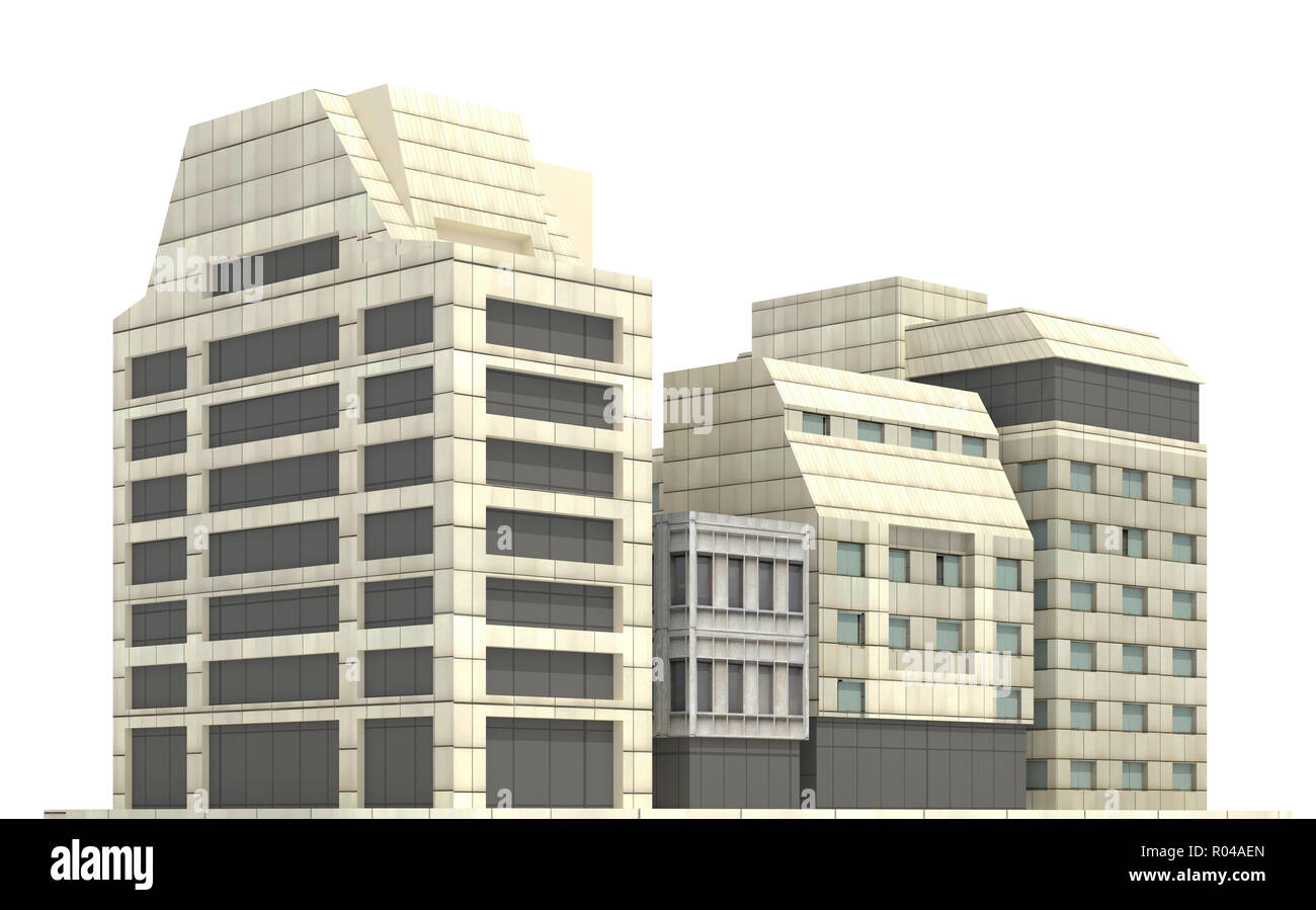 Modern buildings isolated on white background 3d illustration Stock ...
