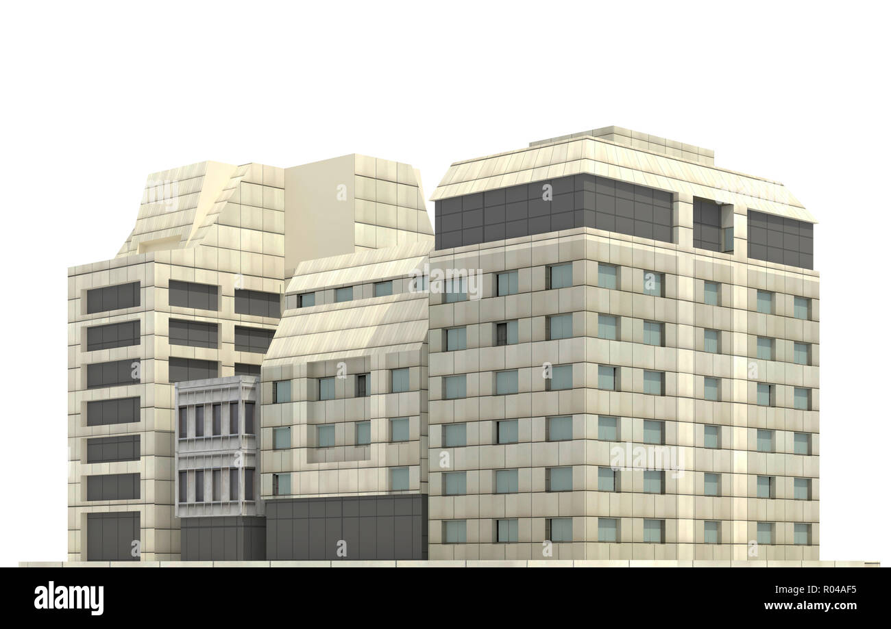 Modern buildings isolated on white background 3d illustration Stock ...