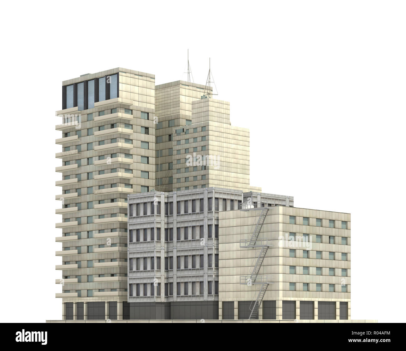 Modern buildings isolated on white background 3d illustration Stock ...