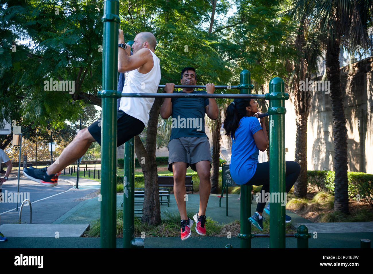 Sydney, Australia, Training at the Observatory Hill Outdoor Gym Stock