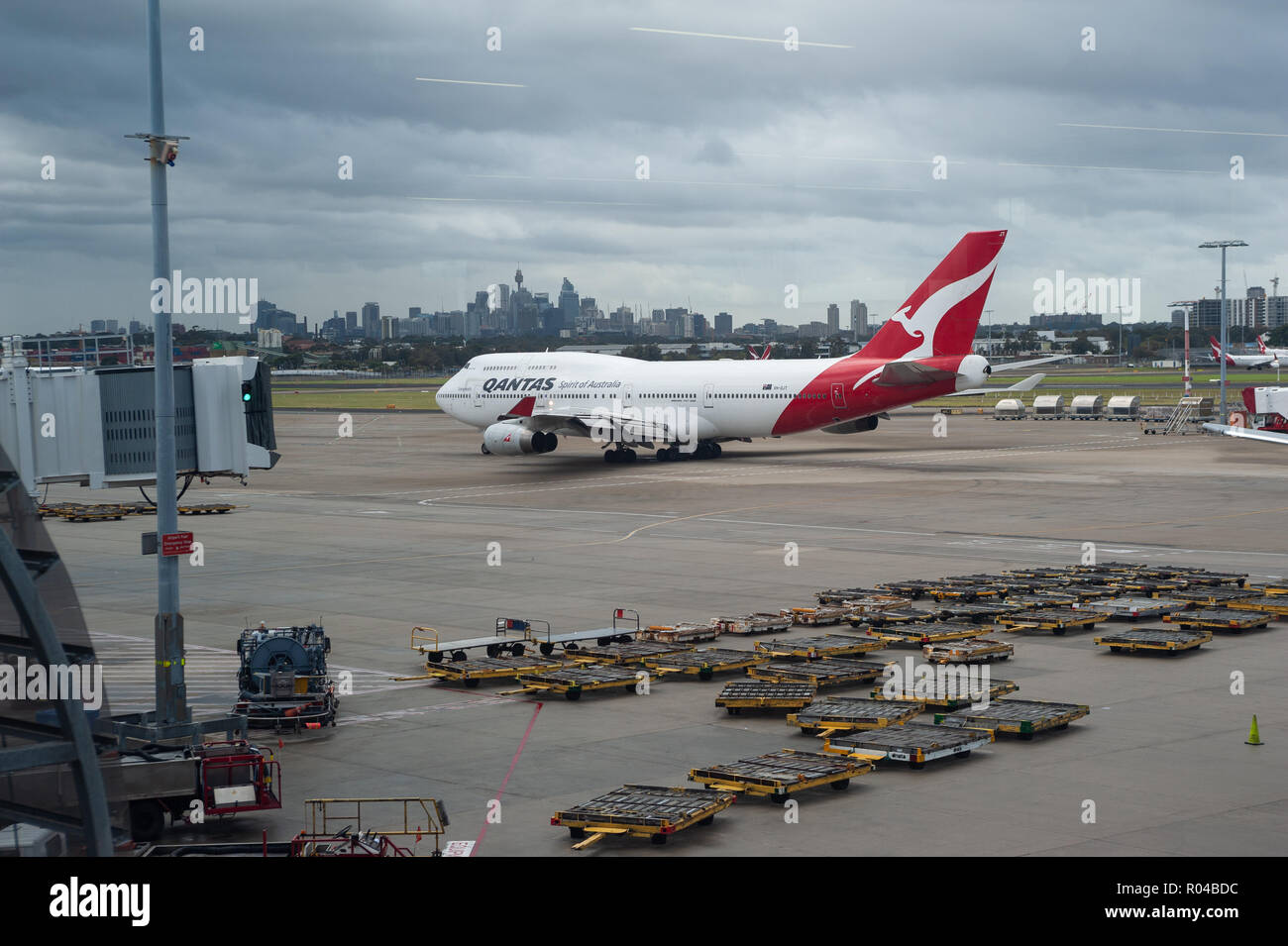 Sydney, Australia, Qantas Jumbo at Sydney Airport Stock Photo