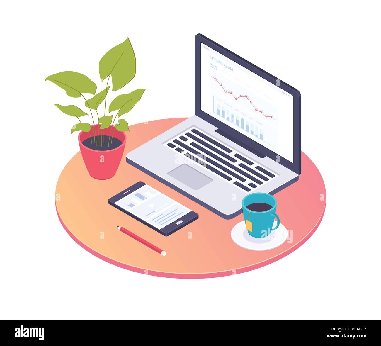 Office workplace - modern vector colorful isometric illustration Stock Vector