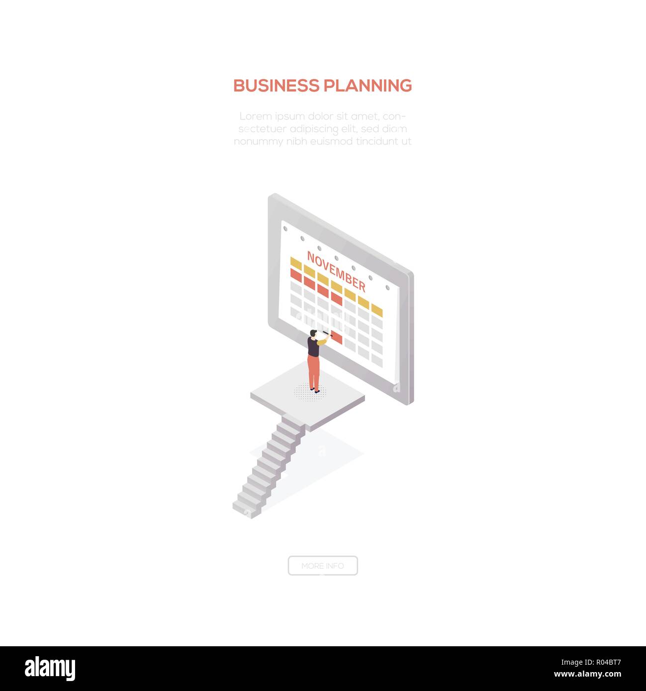 Business planning - modern isometric vector web banner Stock Vector