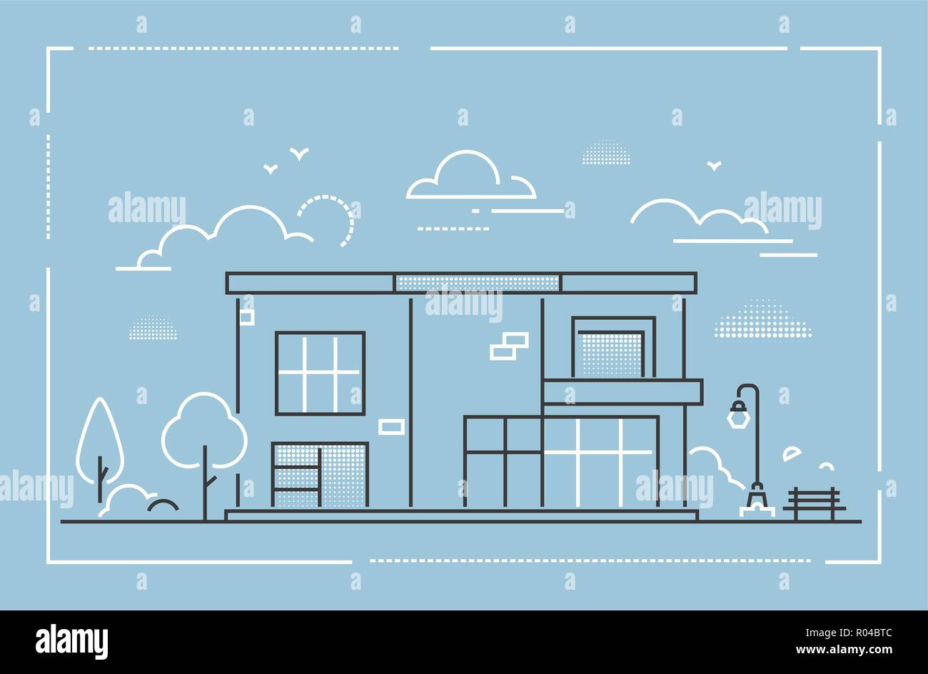 Nice cottage - modern thin line design style vector illustration Stock ...