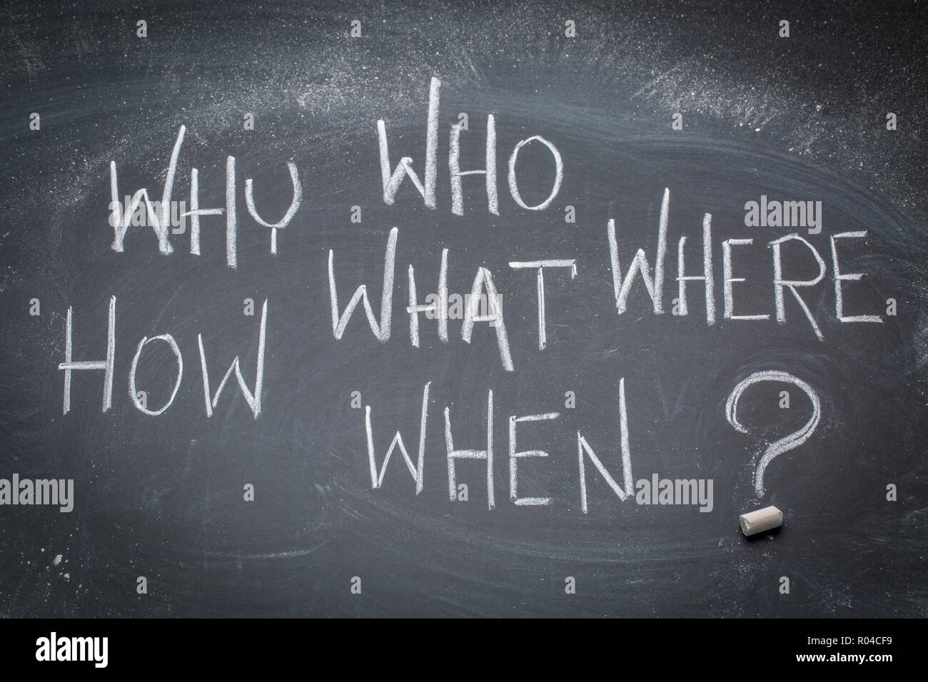brainstorming questions (what, when, where, why, how, who) - white ...