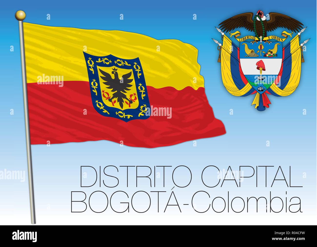 Distrito Capital regional flag, Bogotà, Colombia, vector illustration Stock Vector