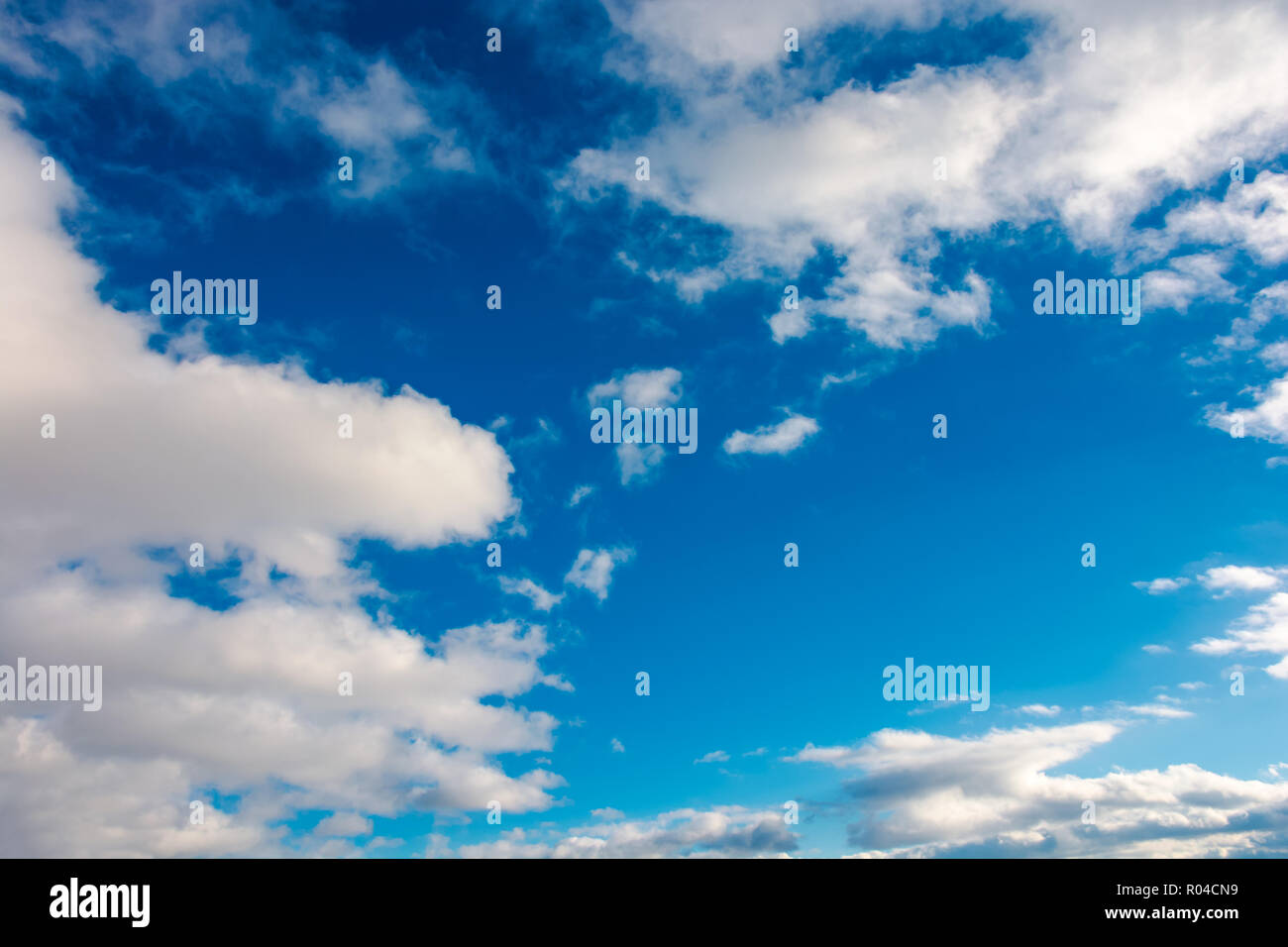 wonderful winter sky with fluffy clouds. beautiful nature background Stock Photo