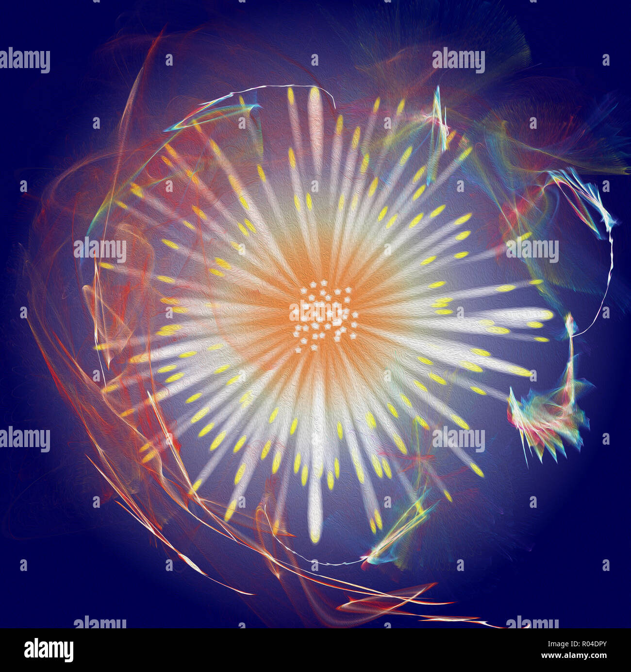 One Skyrocket Exploding A single exploding skyrocket over a dark night sky in abstract Stock ...