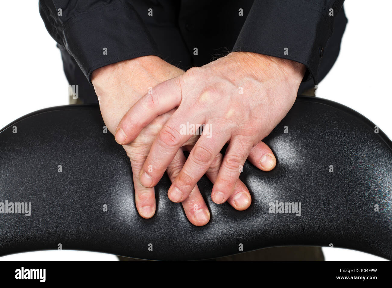 Photo of a senior man's hand resting on a chair Stock Photo - Alamy