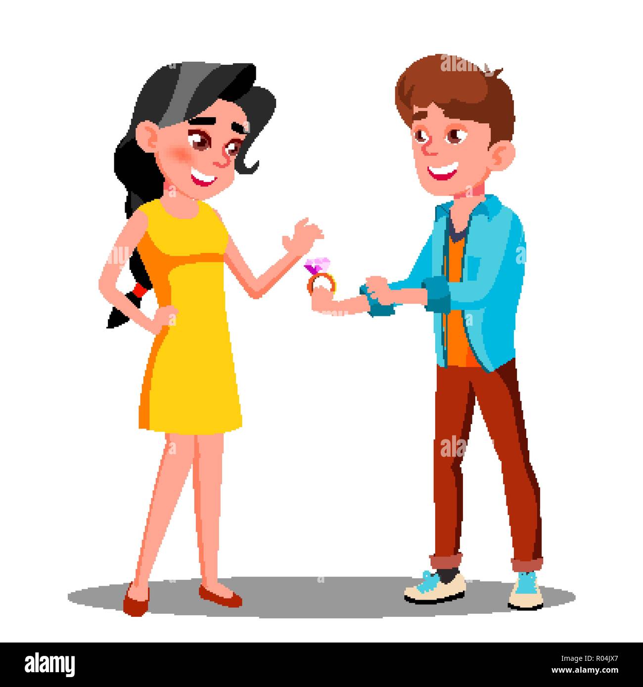 Teen girl giving gift Stock Vector Images Alamy