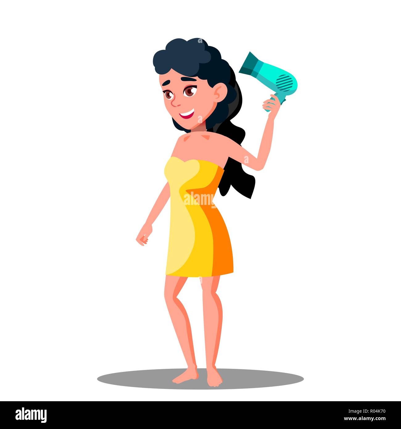 Girl Drying Hair Clipart