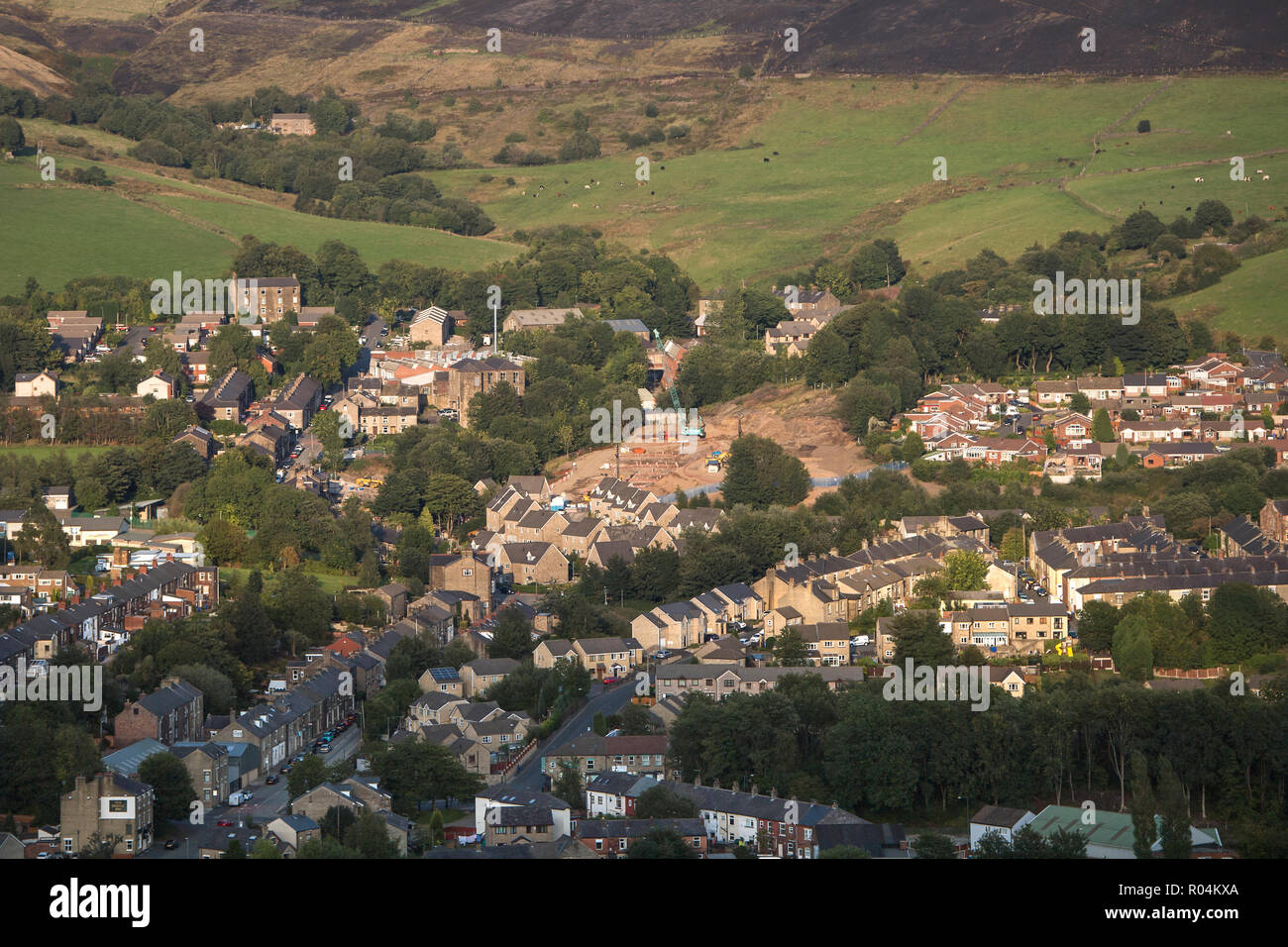 General view of residential houses being built in Mossley, Greater Manchester Stock Photo