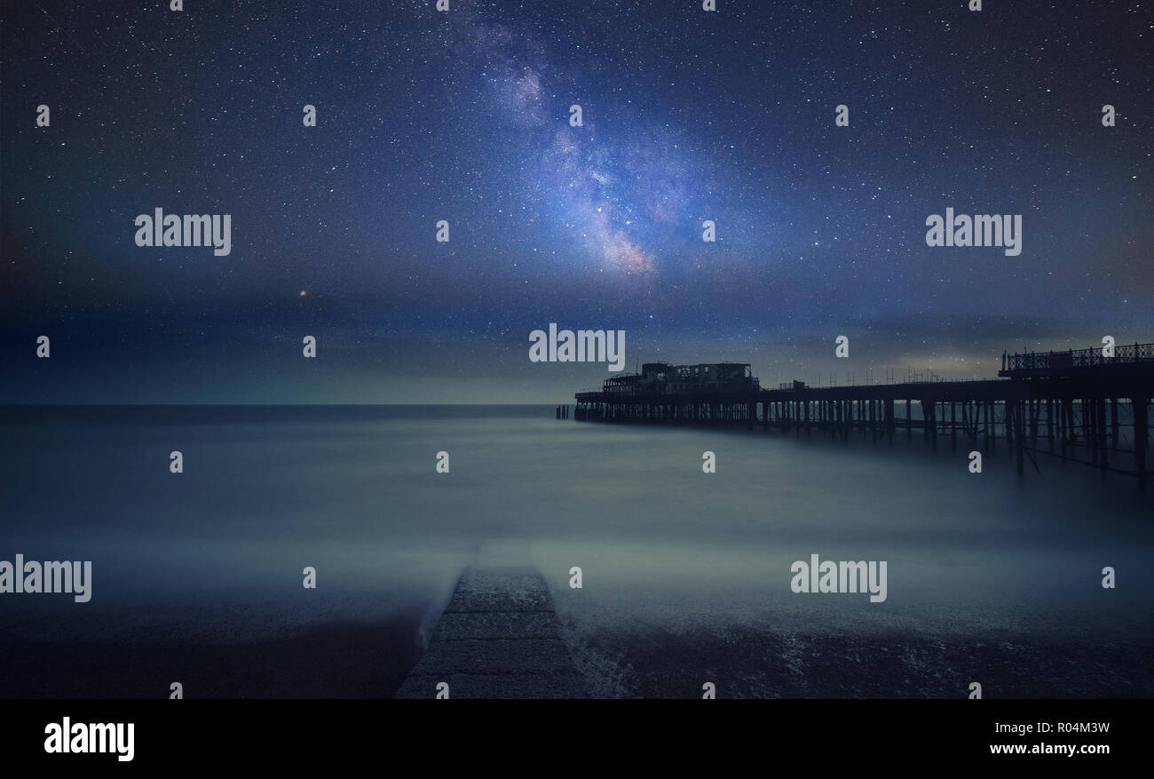 Stunning vibrant Milky Way composite image over landscape of Long ...