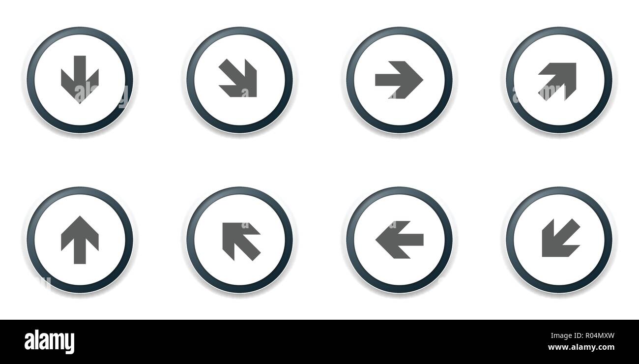 Arrow buttons dirrection set illustration Stock Vector