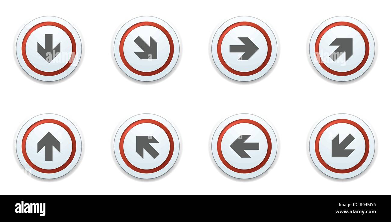 Arrow buttons dirrection set illustration Stock Vector