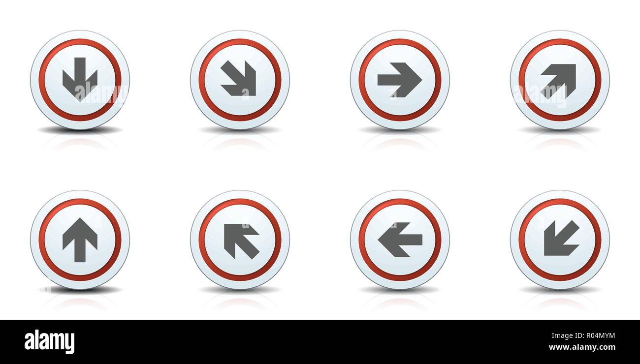 Arrow dirrection button label sign set illustration Stock Vector