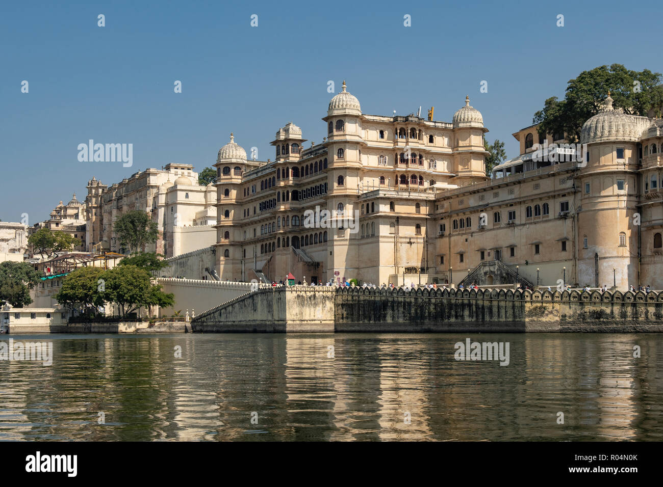 City Palace from Lake Pichola, Udaipur, Rajasthan, India Stock Photo