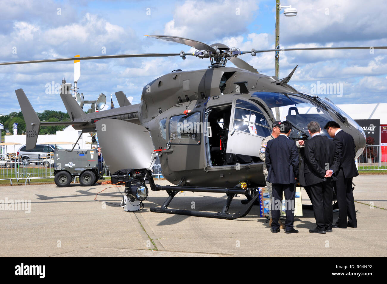 Eurocopter Airbus Helicopters EADS UH-72 Lakota twin-engine helicopter at the Farnborough International Airshow. The UH-72 is a militarized version Stock Photo