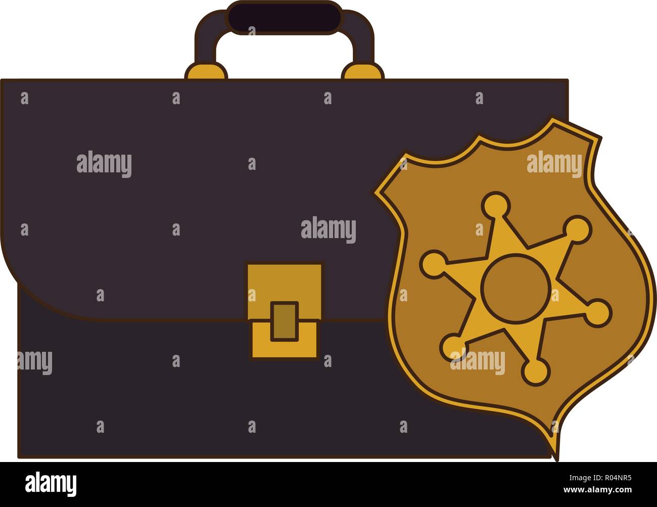 Briefcase and sheriff badge symbol vector illustration graphic design ...