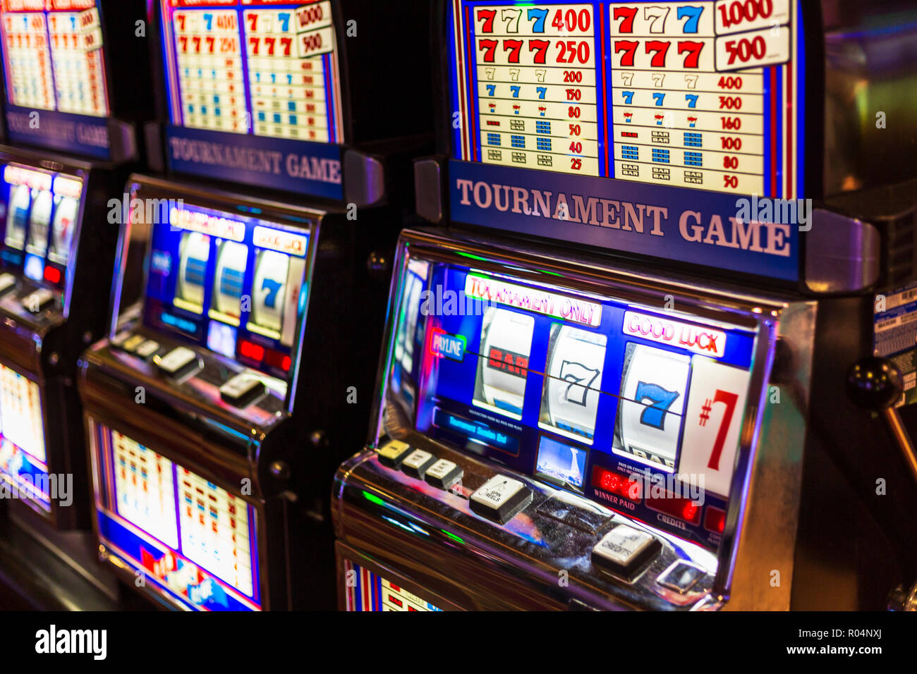 Gambling machines in Hotel and Casino, Las Vegas, Nevada, United States of America, North America Stock Photo
