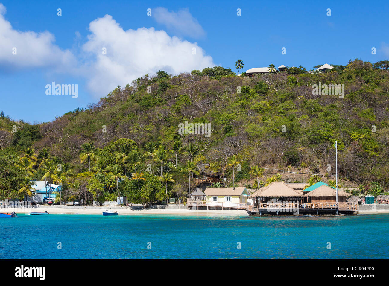 Basil's Bar, Brittania Bay, Mustique, The Grenadines, St. Vincent and The Grenadines, West Indies, Caribbean, Central America Stock Photo