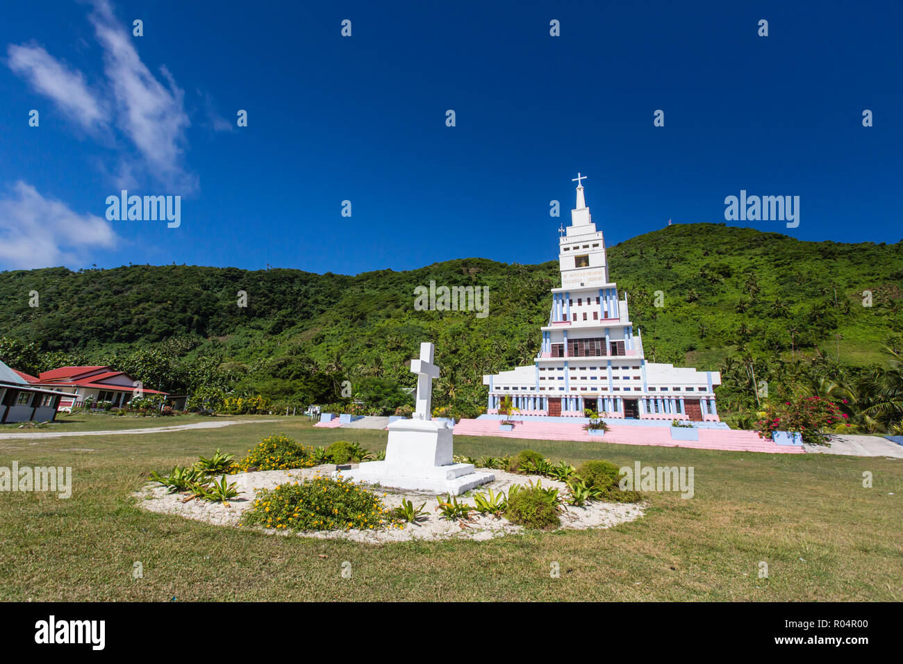 St. Peter Chanel Catholic Church in Poi, Futuna Island, French Territory of Wallis and Futuna Islands, South Pacific Islands, Pacific Stock Photo